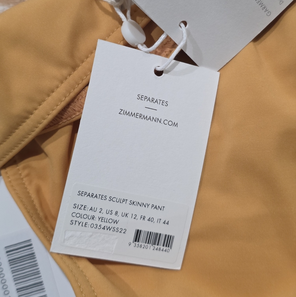 NWT Zimmermann Separates‎ Sculpt Skinny Pant Bikini Bottoms Yellow 8 - Picture 4 of 4